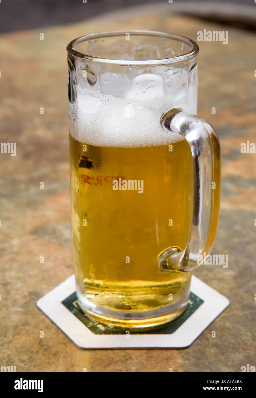 German beer part drunk in half litre glass Stock Photo Alamy