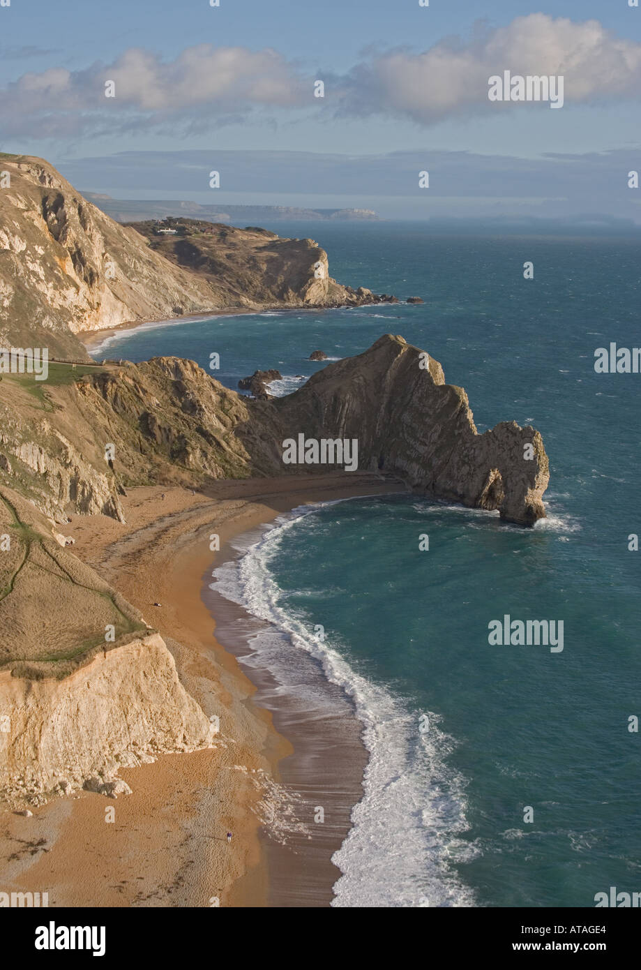Dorset World Heritage coast just west of Lulworth Chalk cliffs Stock Photo