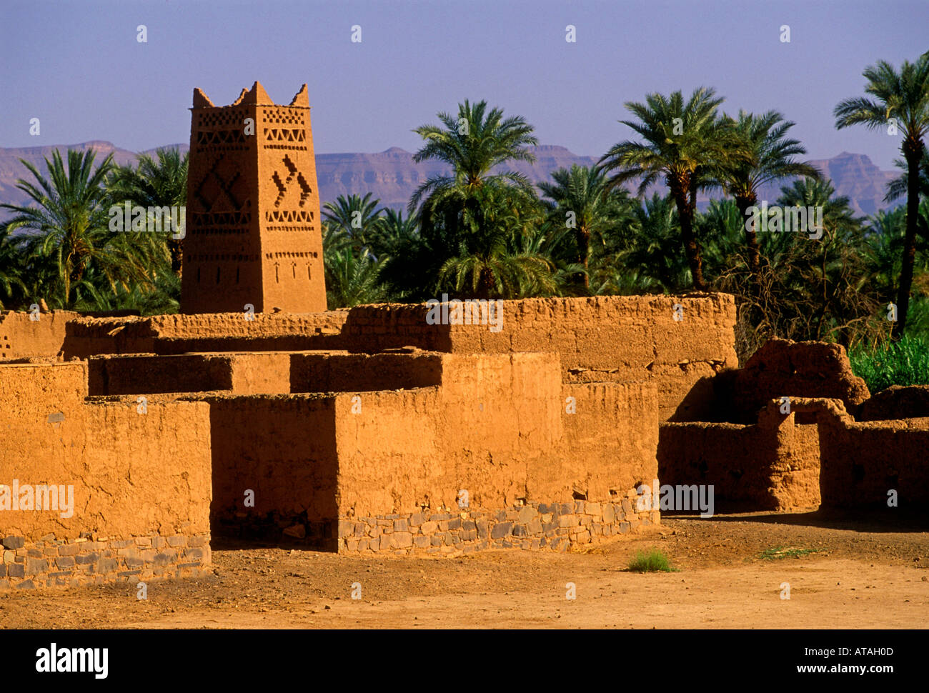 ksar, casbah, kasbah, castle, adobe building, northwest of town of Zagora, Zagora, Draa Valley, Draa River Valley, Morocco, Africa Stock Photo