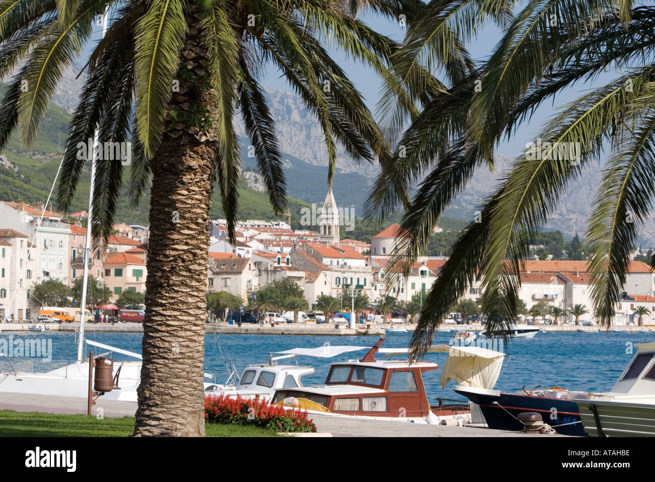 Makarska town and harbour Croatia Stock Photo