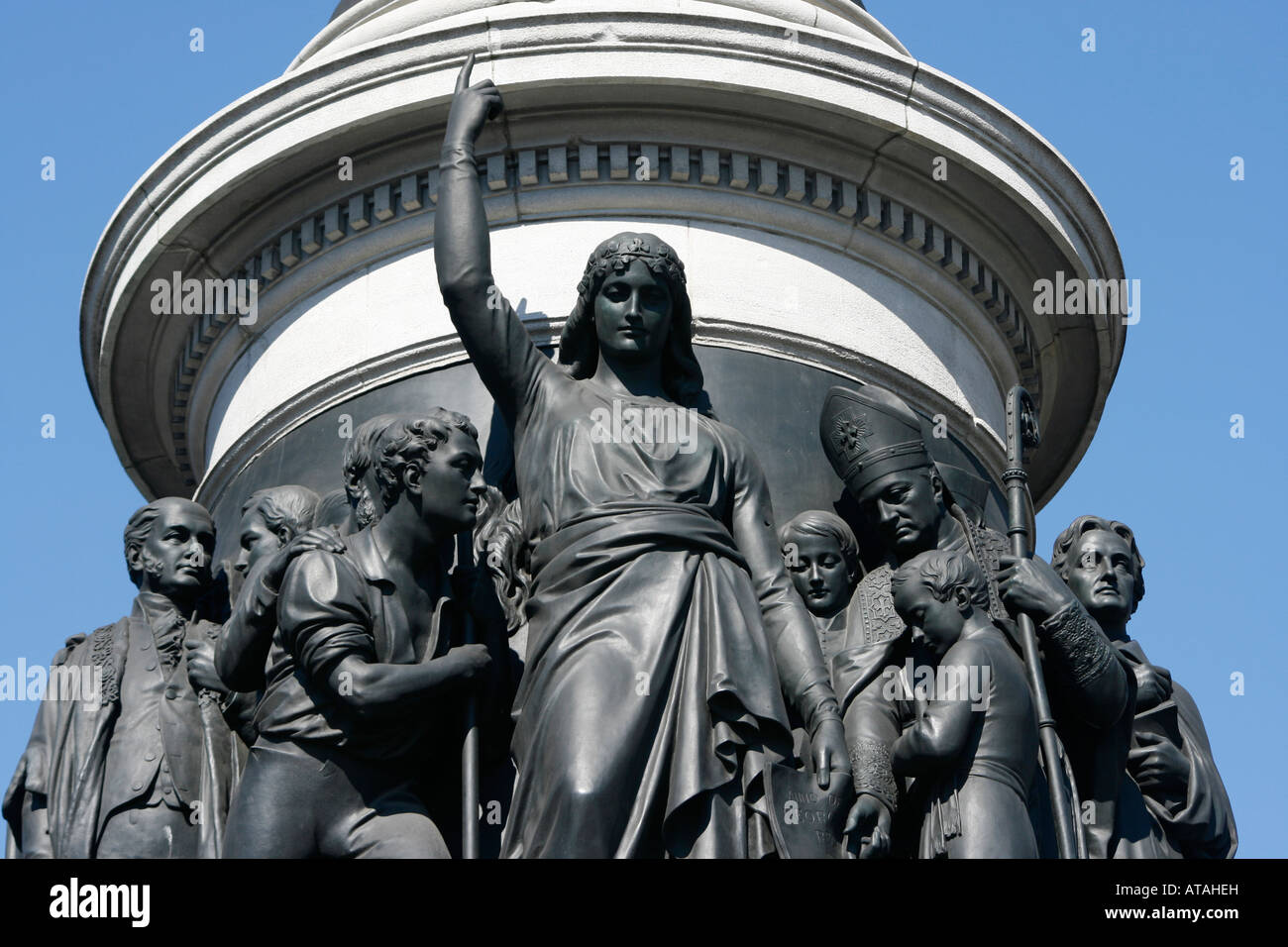 Daniel O'Connell statue  by John Henry Foley on O'Connell st, Dublin, Ireland. Stock Photo