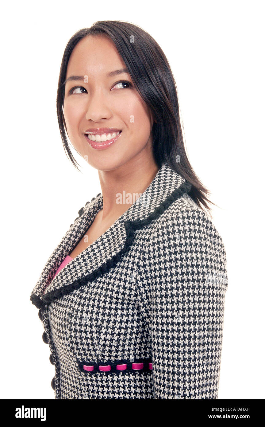 Young Business Woman Smiling Stock Photo - Alamy