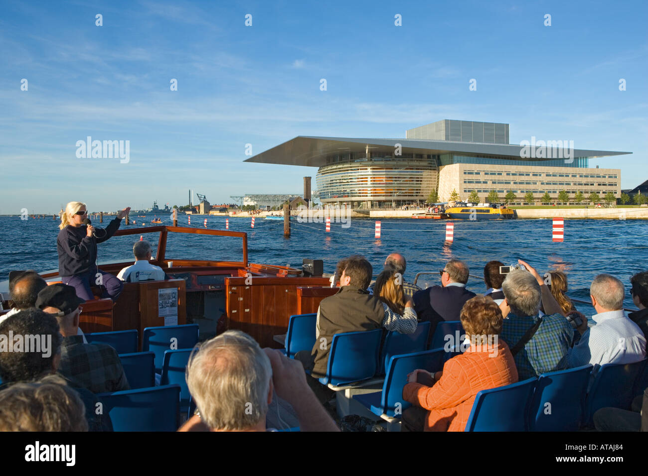 Copenhagen, Denmark.  The Operaen, or Opera House, on Dokoen in Copenhagen harbour seen from excursion boat boat. Stock Photo