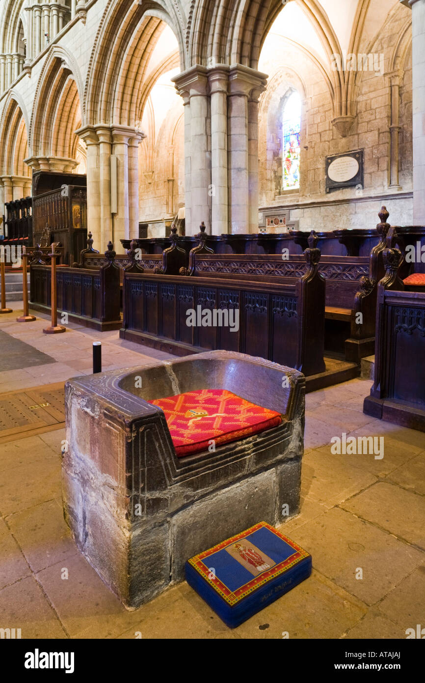 St Wilfrids Chair (Frith Stool), Hexham Abbey, Northumberland Stock Photo