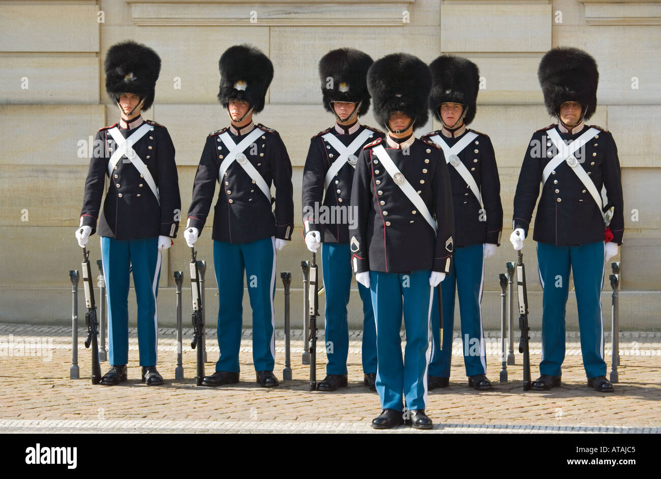 Copenhagen, Denmark.  Guards at Amalienborg Palace. Stock Photo