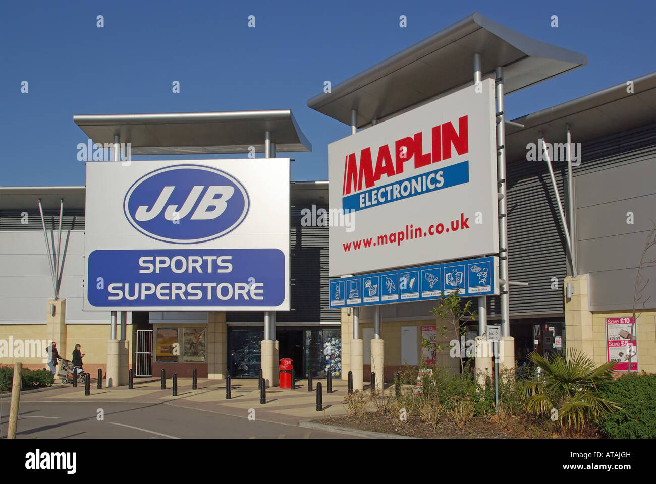 Lakeside out of town retail park shopping area JJB Sports & Maplin