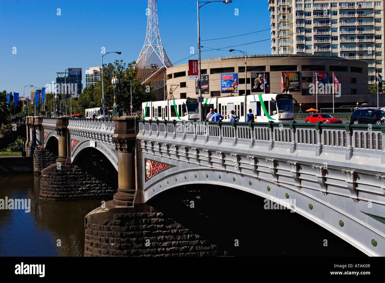 Melbourne  Australia  /  Looking across Princes Bridge  circa 1888  to  the Arts Centre Precinct in the background. Stock Photo