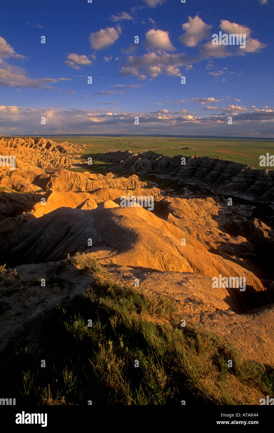 eroded landforms seen from scenic byway in the badlands in Badlands