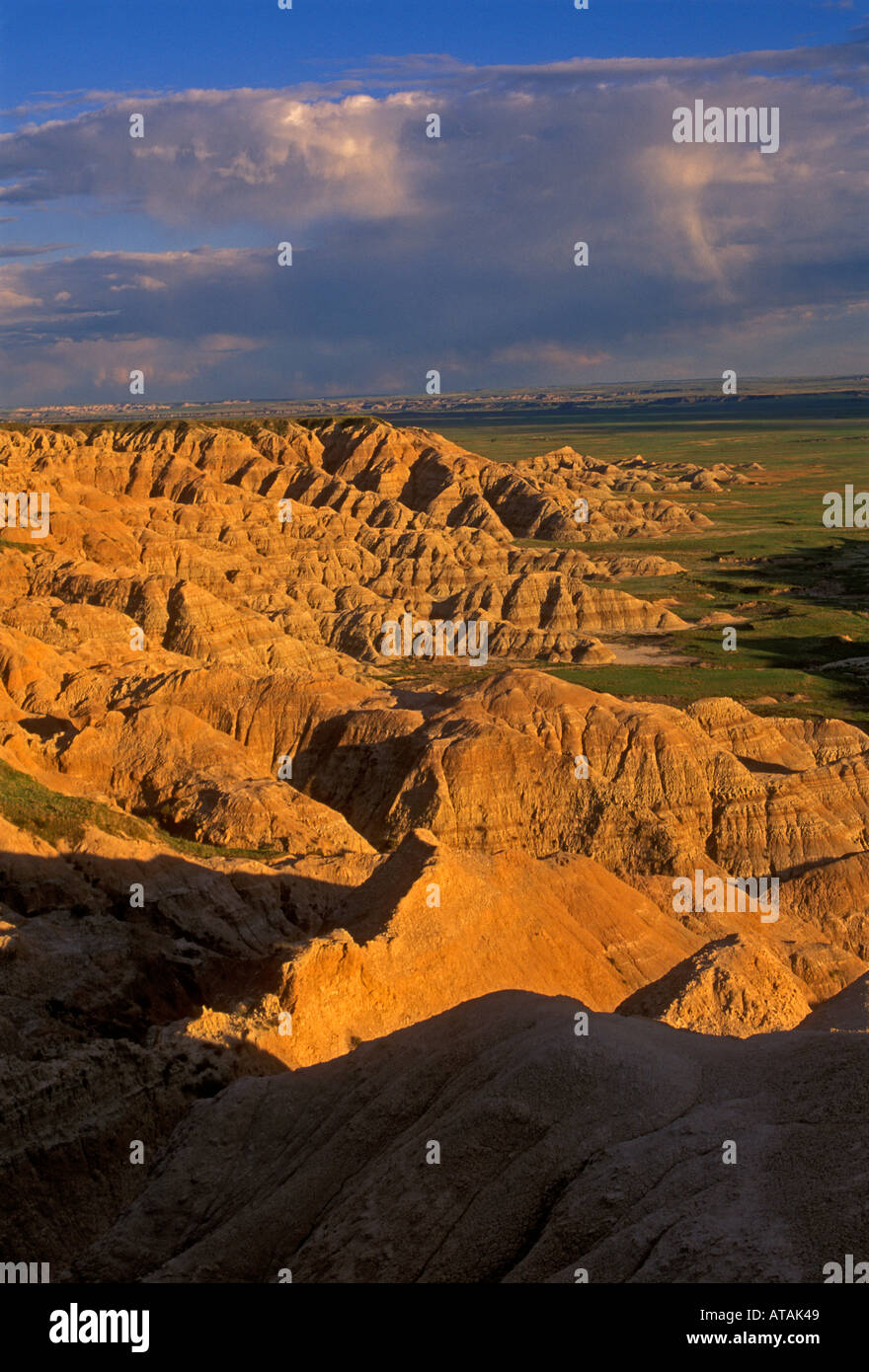 eroded landforms seen from scenic byway in the badlands in Badlands