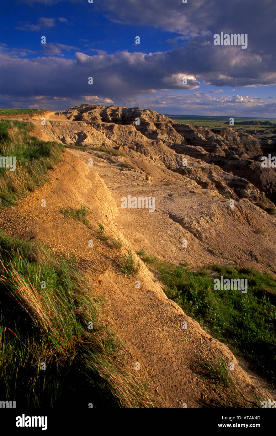 eroded landforms seen from scenic byway in the badlands in Badlands