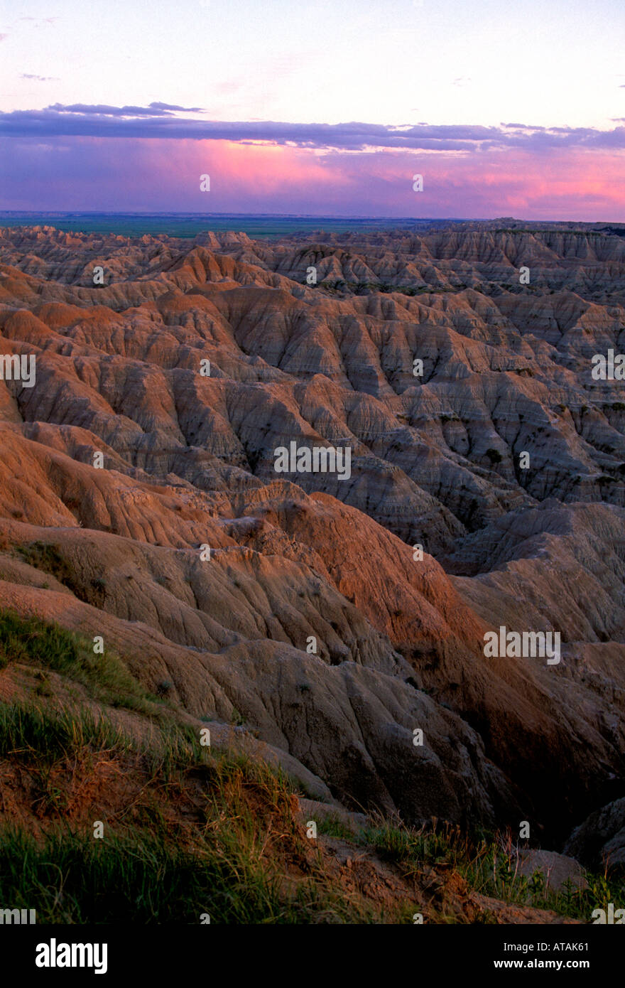 eroded landforms seen from scenic byway in the badlands in Badlands