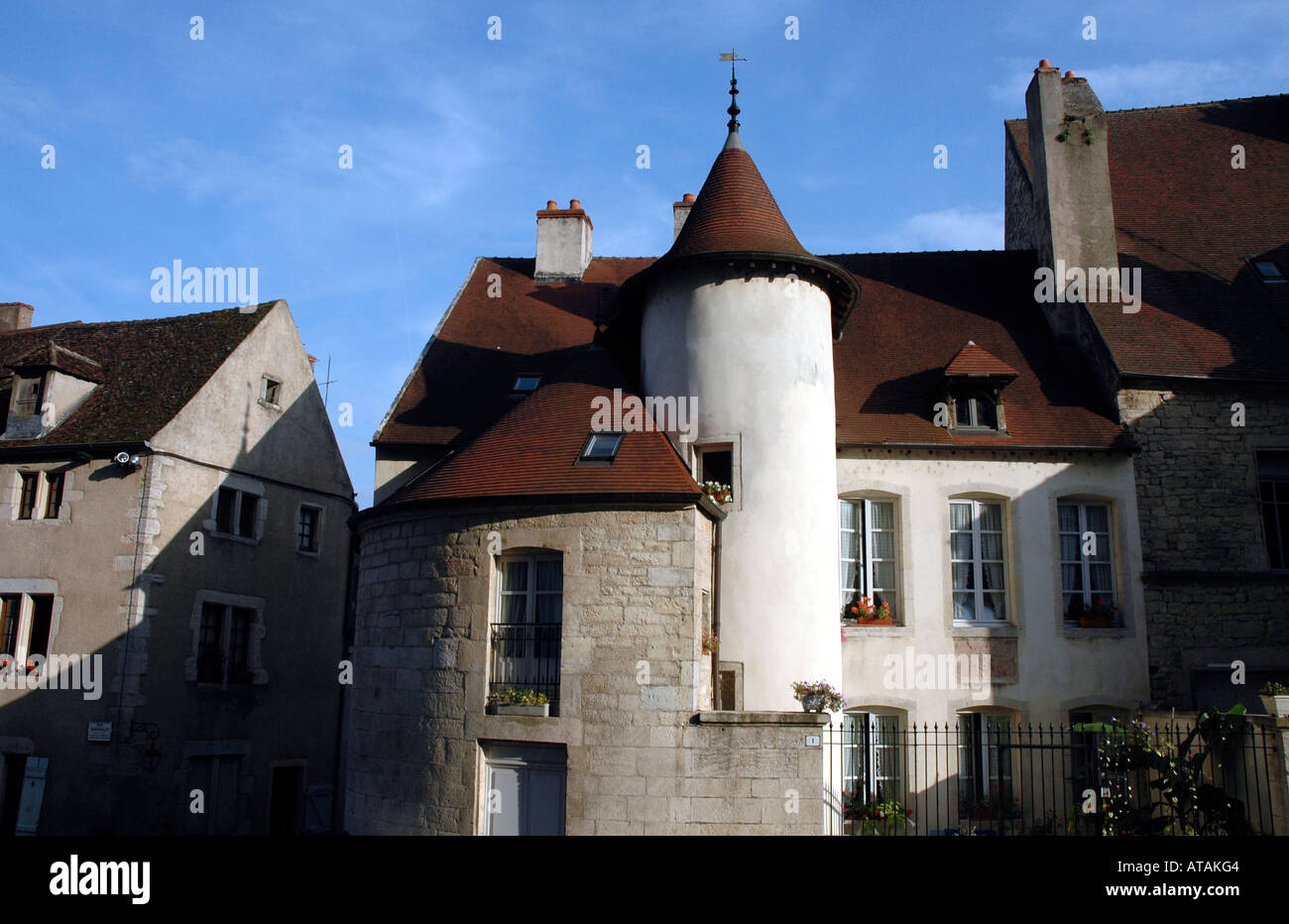 Street view in Dole, former capital of France's Jura region, where Louis Pasteur was born Stock Photo