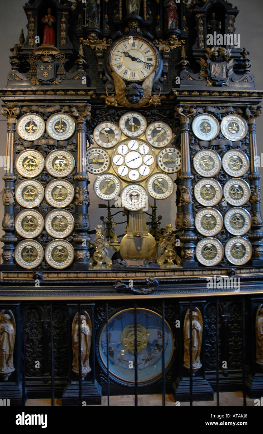 The astronomical clock in Besançon's St-Jean cathedral, completed 1860, is composed of more than 30,000 pieces Stock Photo
