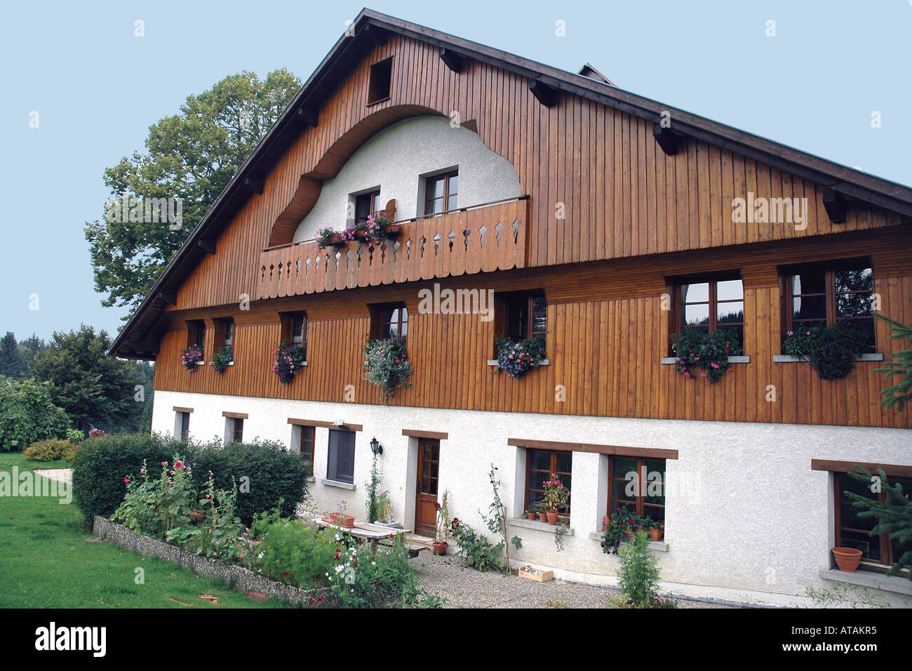 Auberge Le Tillau, peaceable lodgings in French rural isolation in the Jura massif close to Switzerland Stock Photo