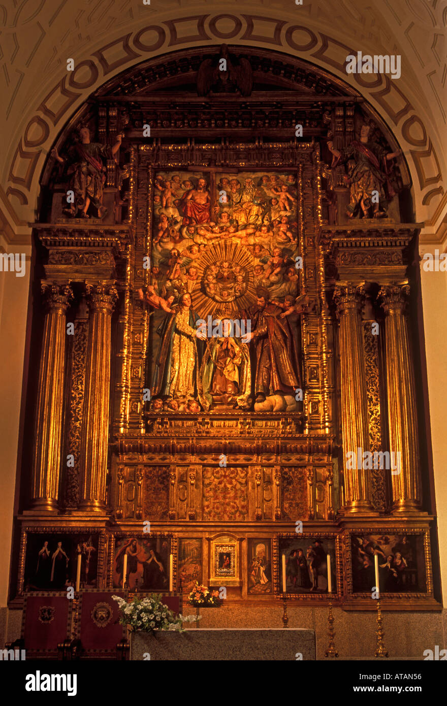 main altar, Convent of Santa Teresa, Convento de Santa Teresa, city of Avila, Avila Province, Castile and Leon, Spain, Europe Stock Photo