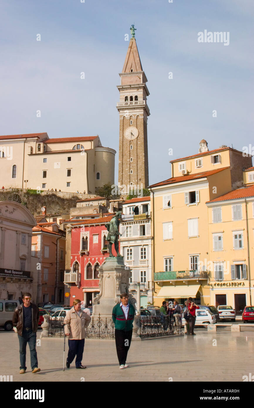 Tartini Square Piran Slovenia Stock Photo - Alamy