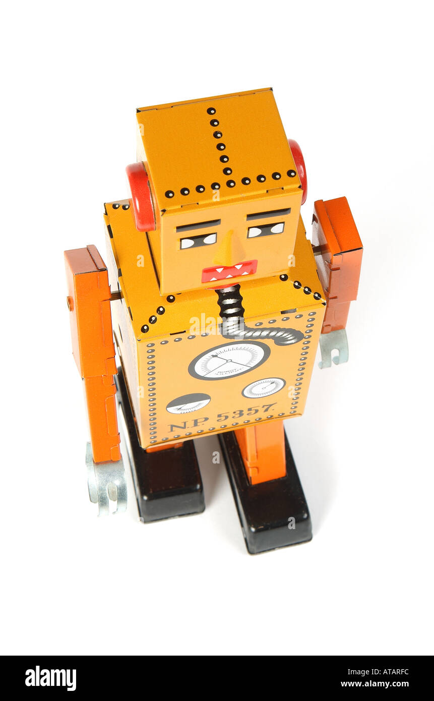 mechanical tinplate toy robot Stock Photo