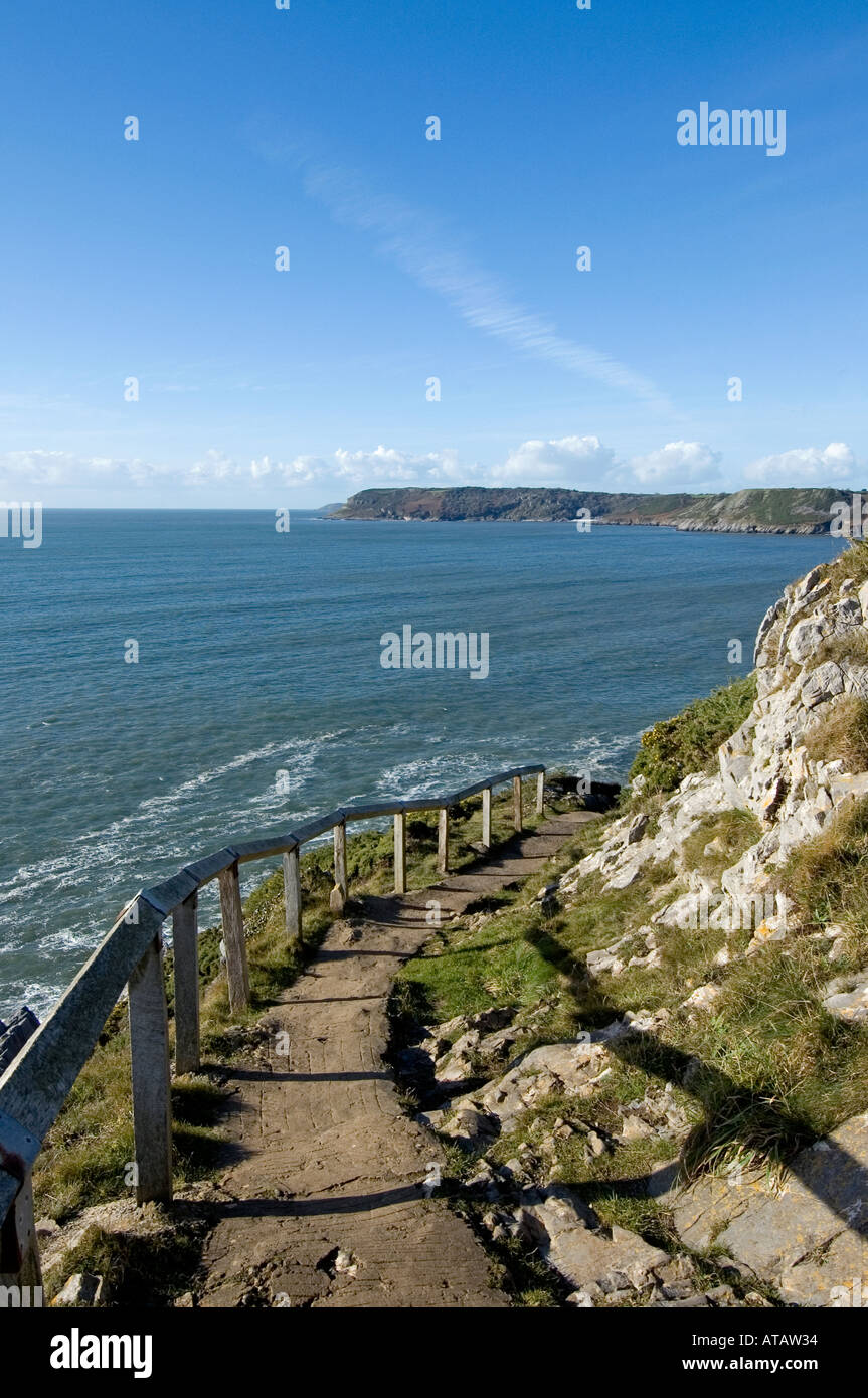 Caswell Bay, Swansea, UK coastal path Stock Photo Alamy