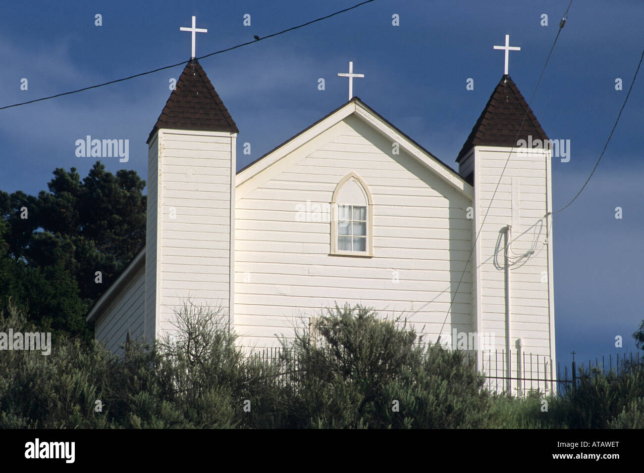 San Ramon Chapel est 1875 Santa Maria Valley near Santa Maria Santa Barbara County California Stock Photo