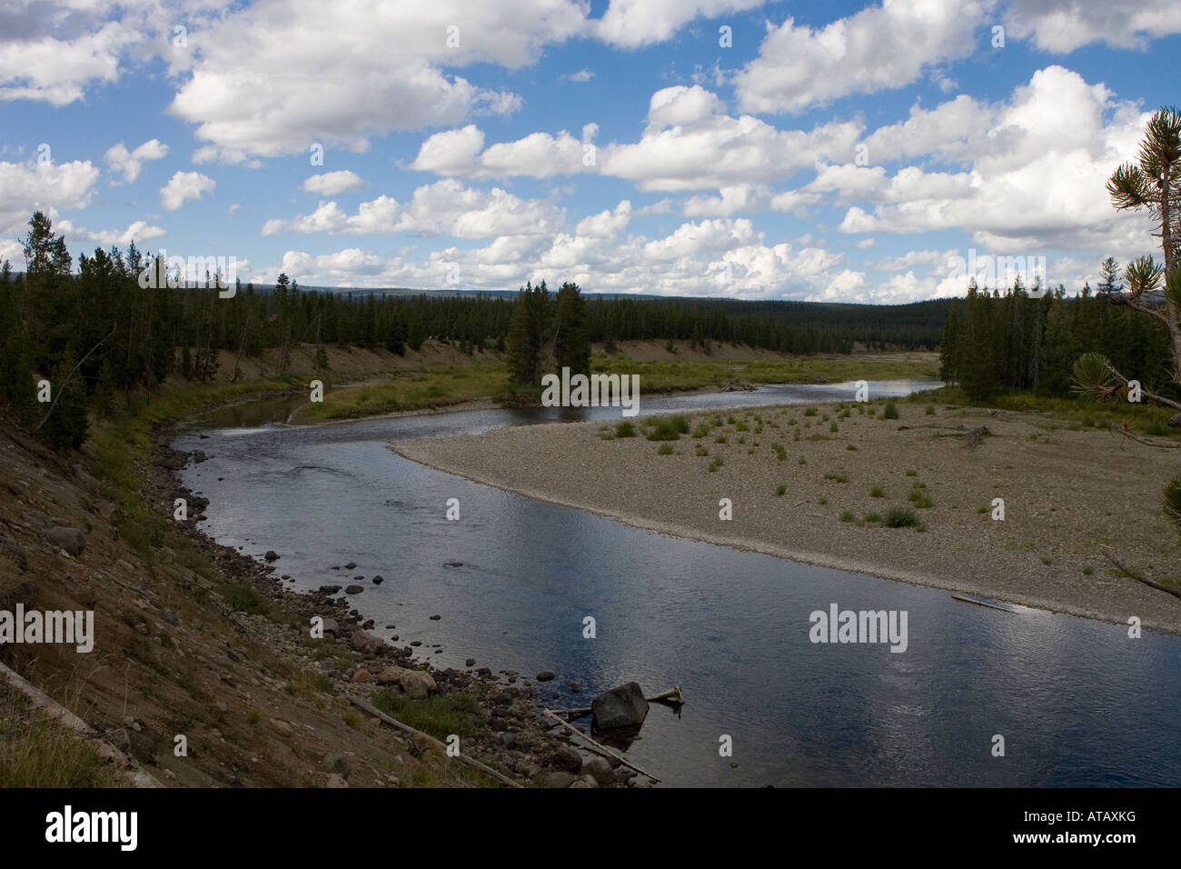 The Snake River at the South Entrance to Yellowstone National Park Stock Photo