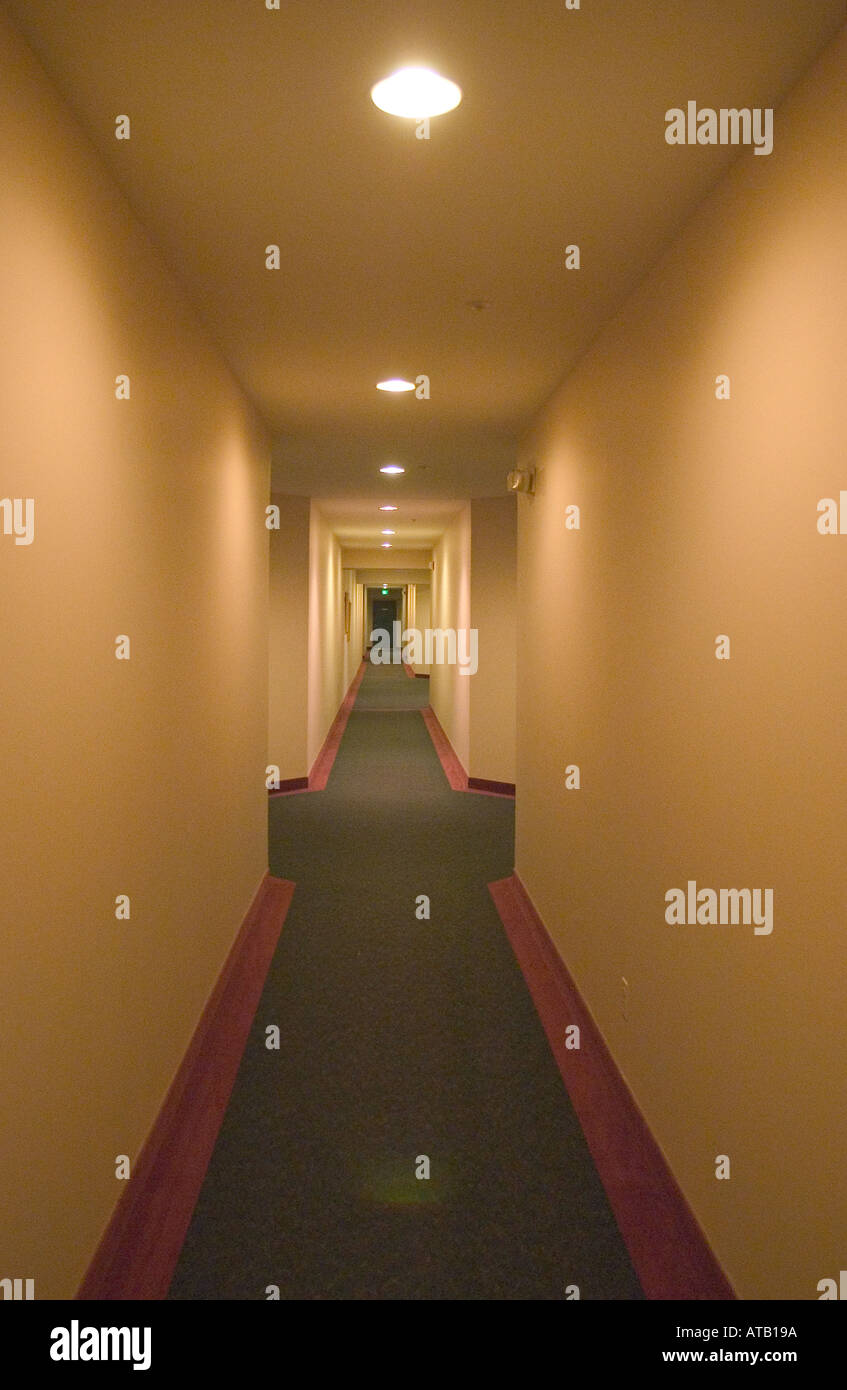 A hallway in an apartment building United States Stock Photo