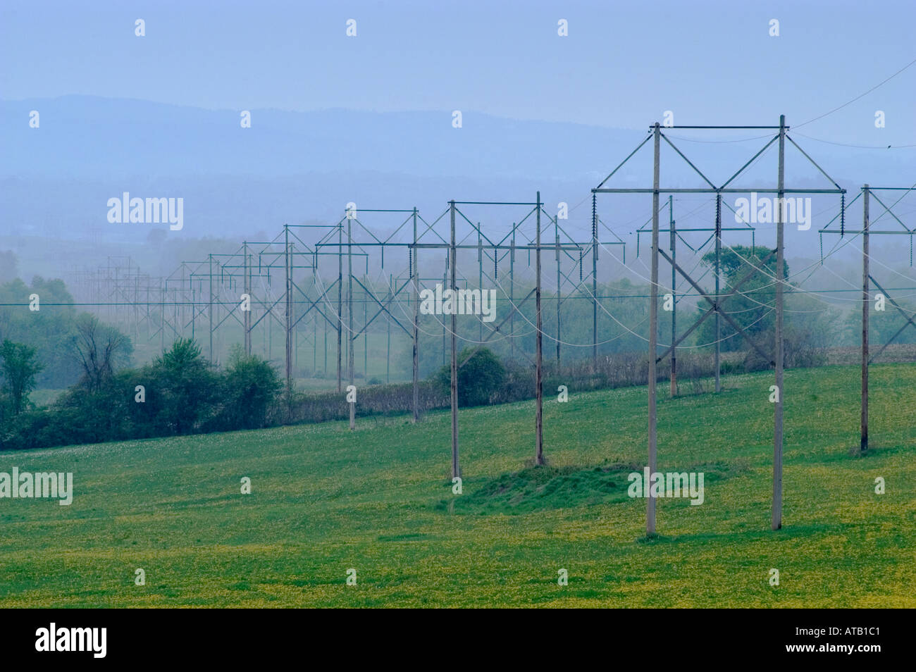 Electric lines Fort Plain Montgomery County New York Stock Photo