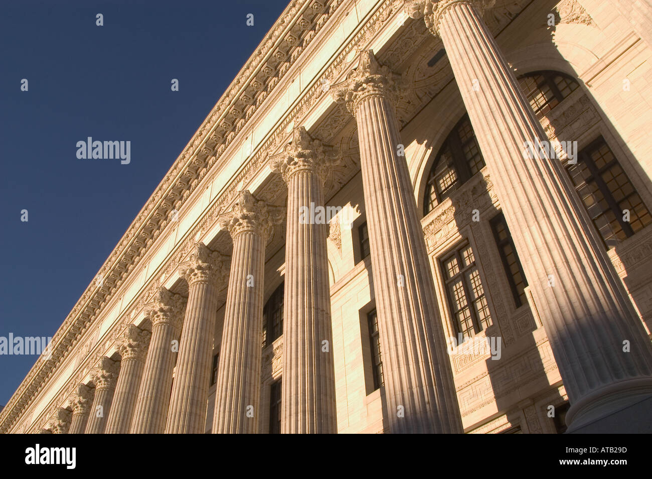 Longest colonnade of Corinthian columns in USA at The State Education Building Albany New York Stock Photo