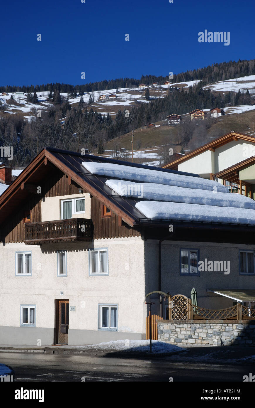 Alpine village houses in Austria Stock Photo Alamy