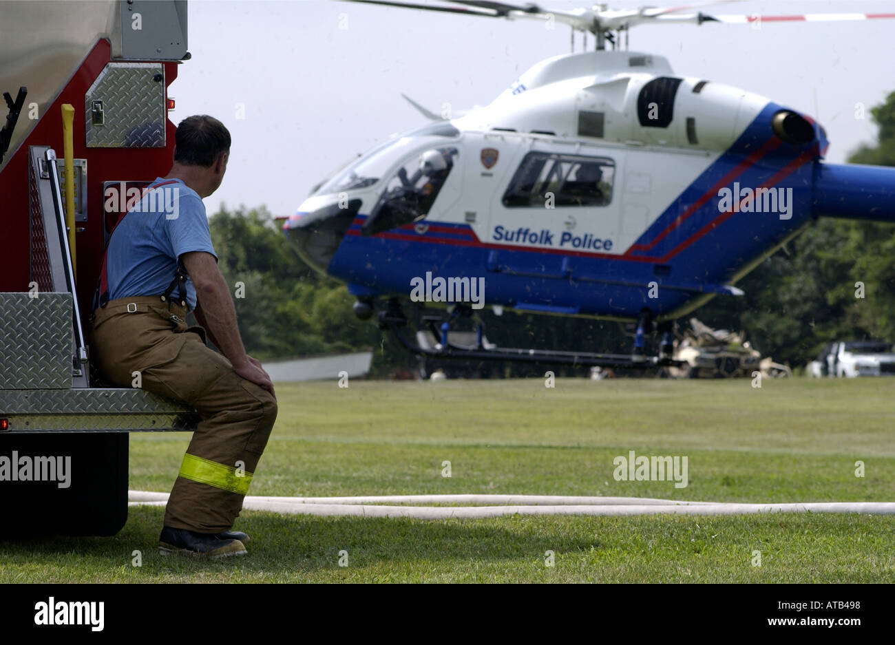 Amagansett NY 8 31 01 A Suffolk County Police MediVac helicopter lands