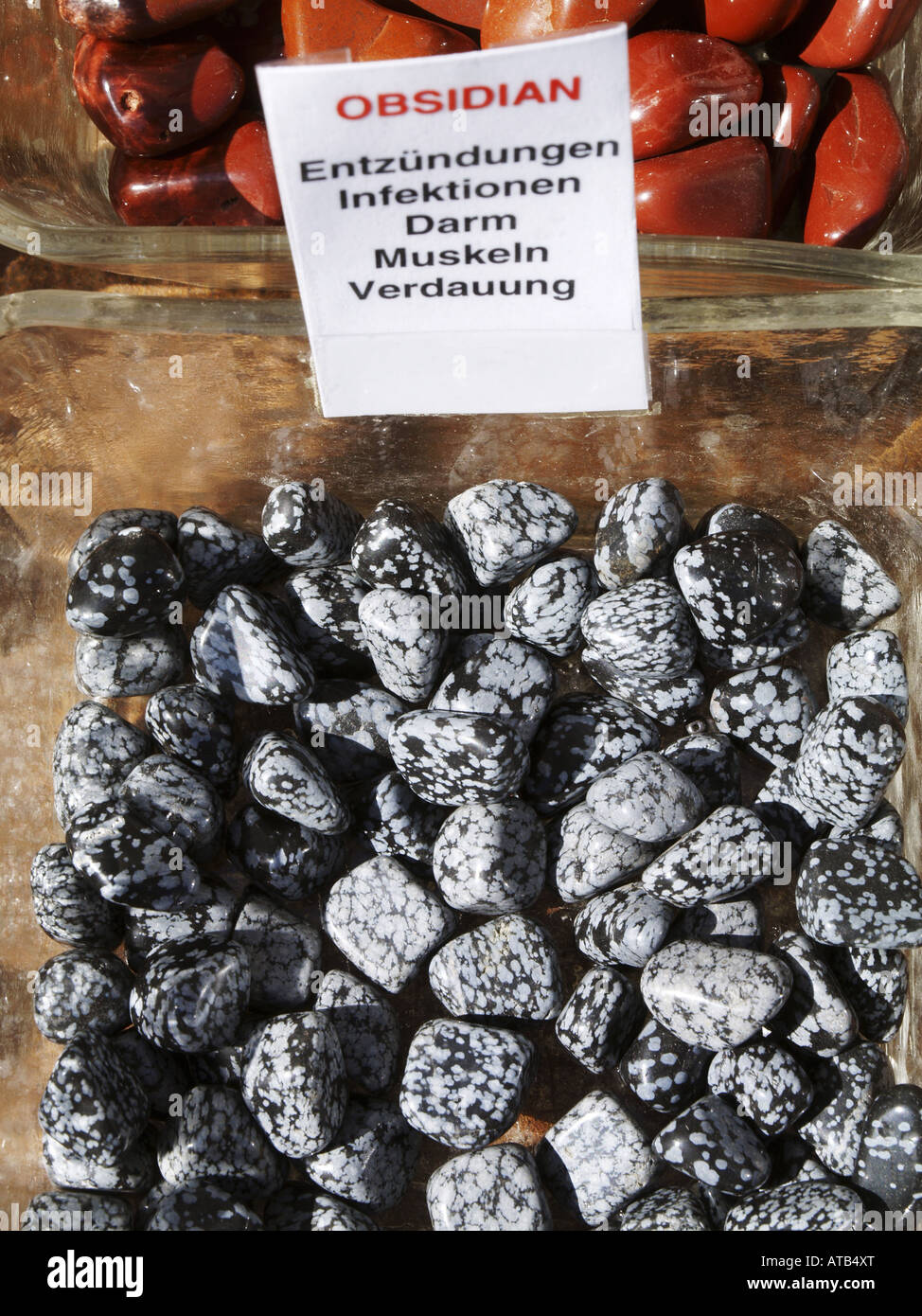obsidian, being effective on inflammations, infections, bowel, muscles, digestion Stock Photo