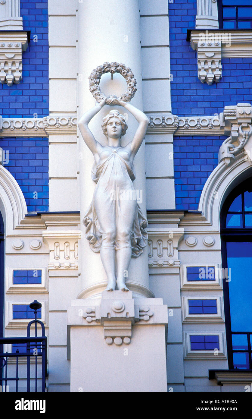 Art Nouveau style also known as jugendstil architecture designed by Mikhail Eisenstein Riga Latvia Stock Photo
