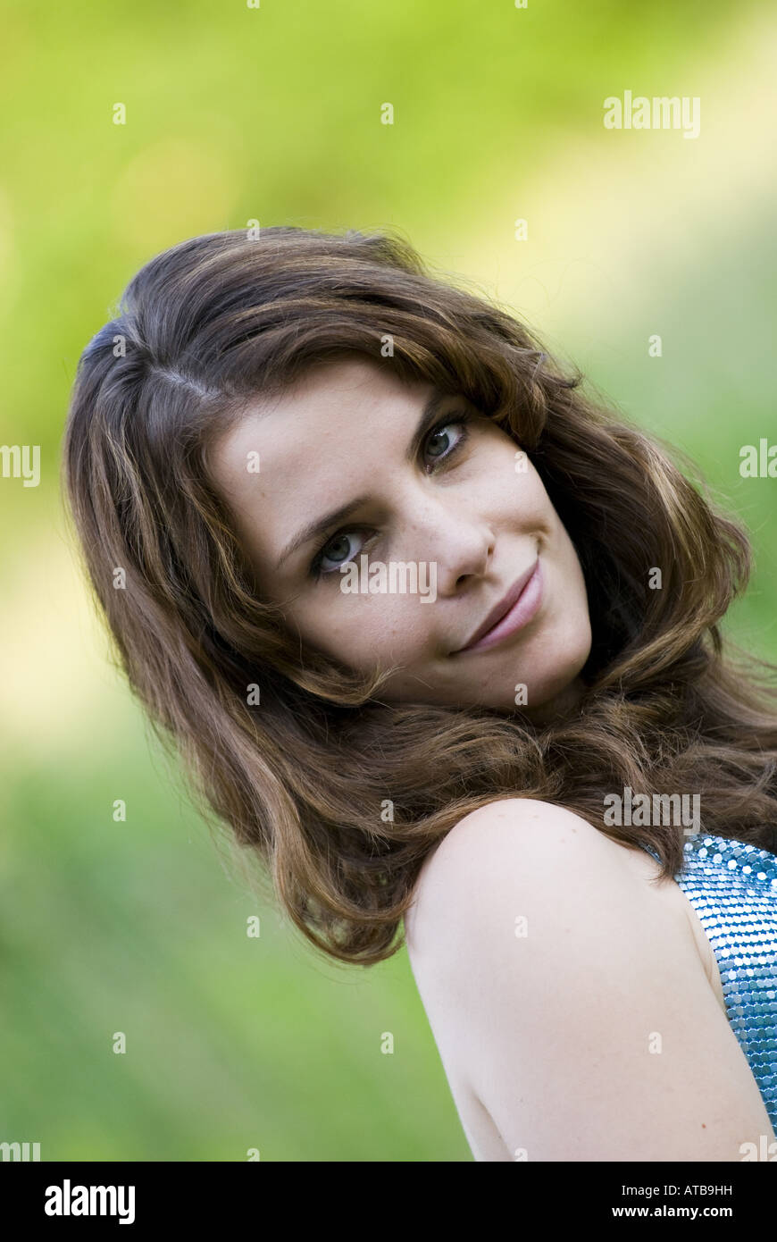 Beautiful woman in blue top hi-res stock photography and images - Alamy