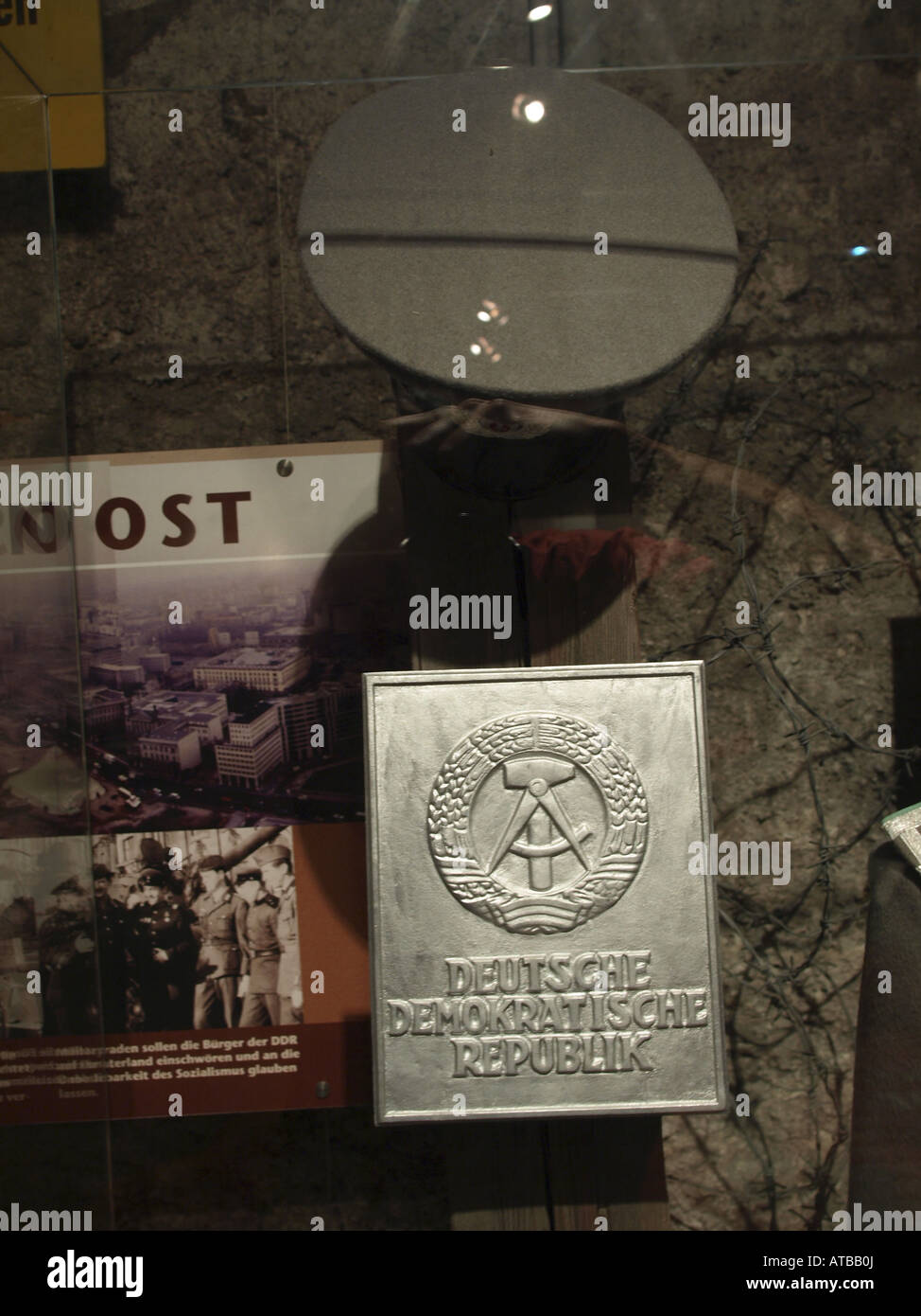 relief with symbol of GDR, exhibition GDR, German Democratic Republic Stock Photo