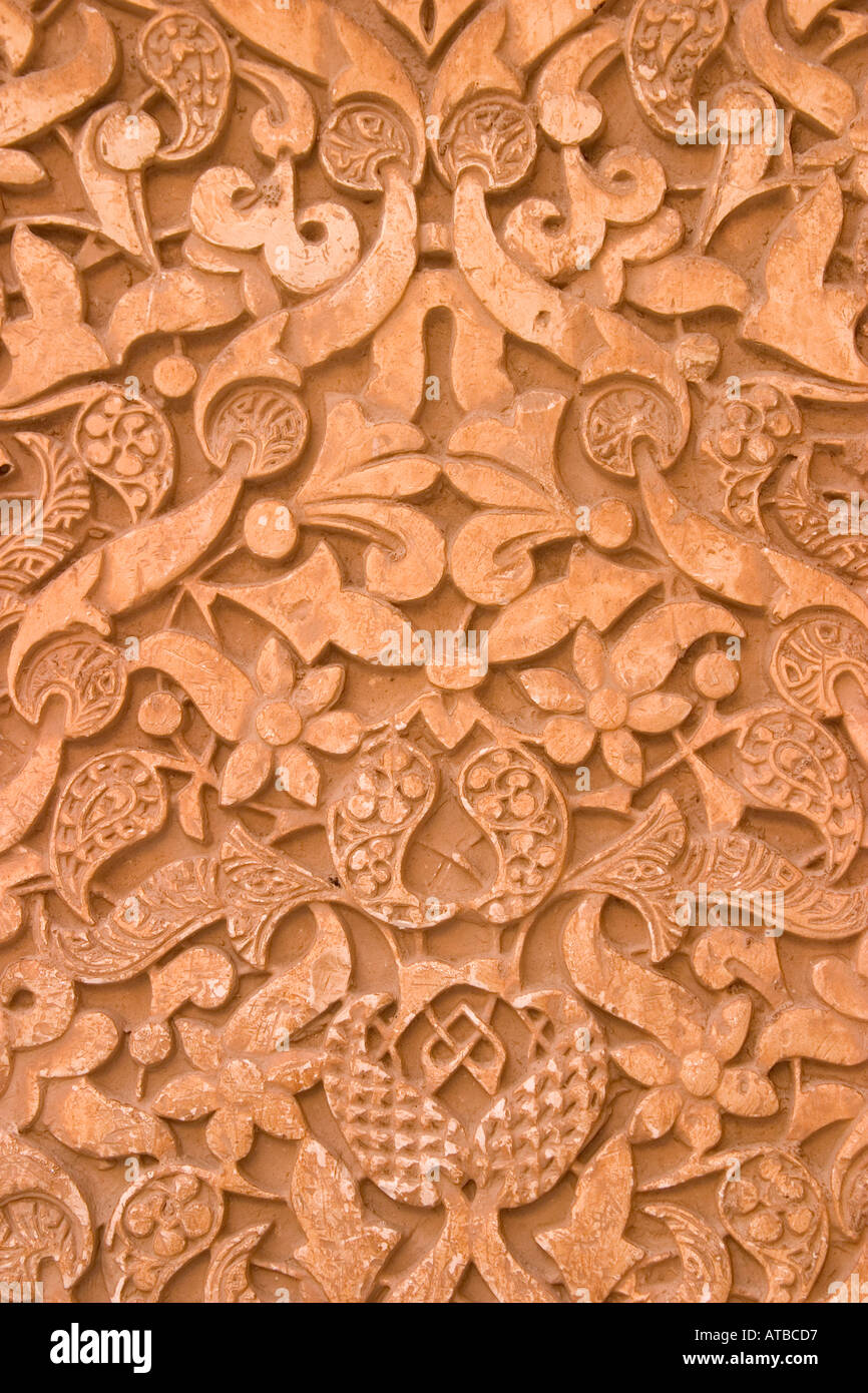 Granada Spain Decorative stucco work in La Alhambra Stock Photo Alamy