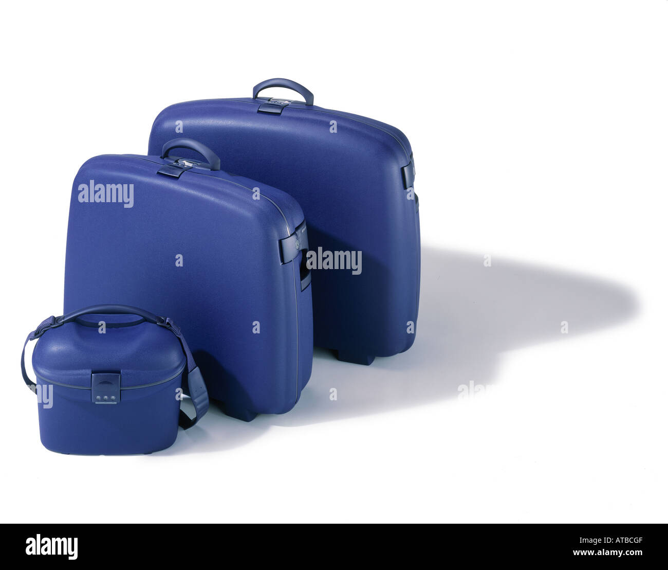 A set of blue suitcases Stock Photo