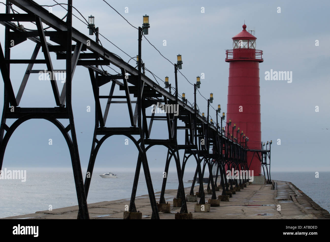 Grand Haven Pier Lights in Grand Haven Michigan Stock Photo Alamy
