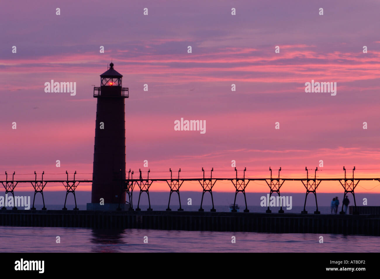 Grand Haven Pier Lights in Grand Haven Michigan Stock Photo Alamy