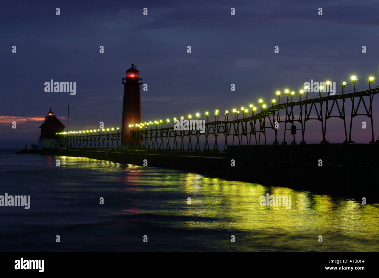Grand Haven Pier Lights in Grand Haven Michigan Stock Photo Alamy