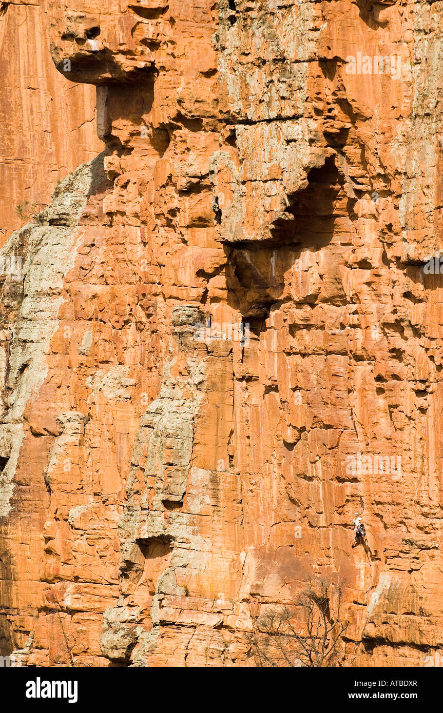 Climber on Pine Crack 19 Moonarie Flinders Ranges South Australia Stock Photo