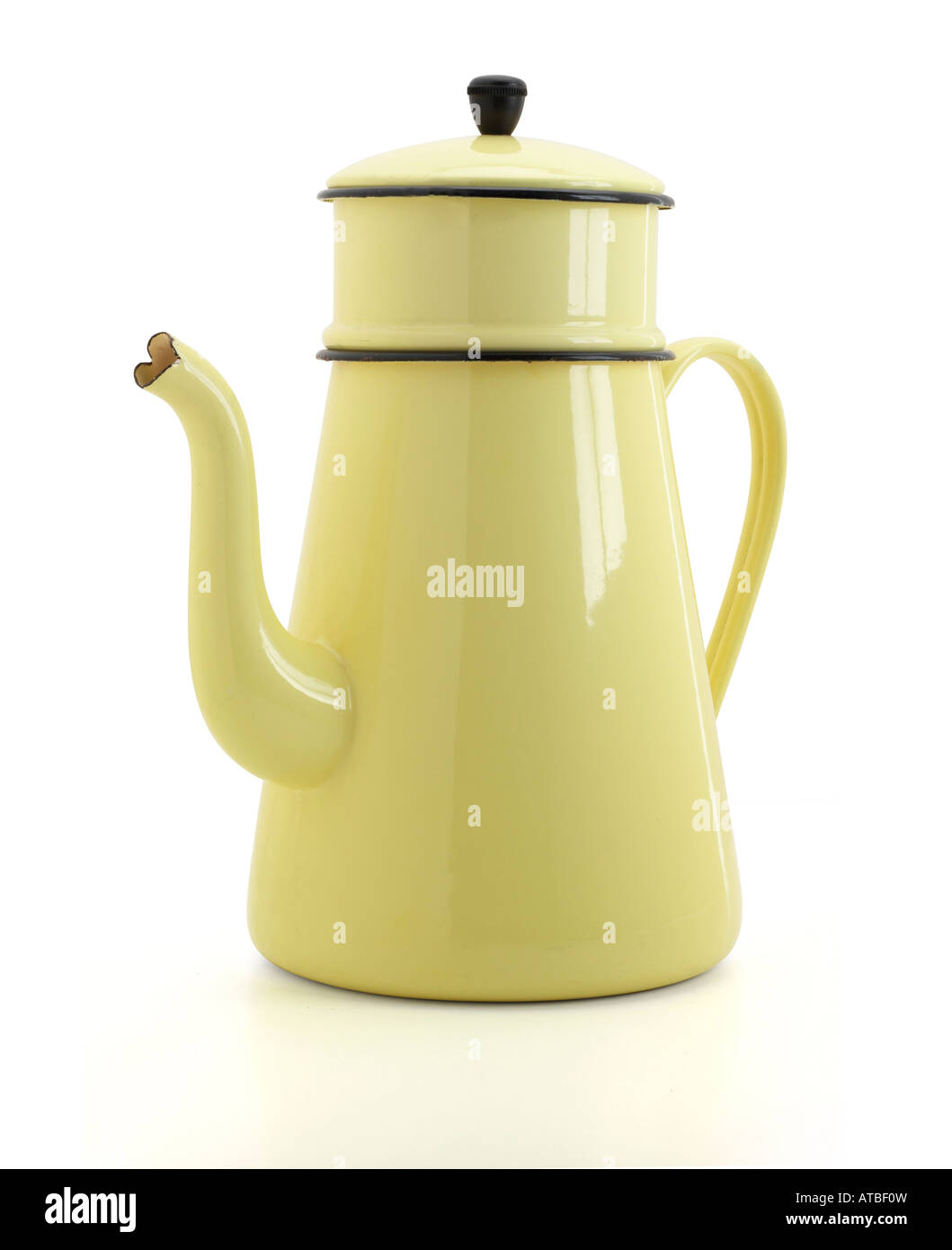Yellow enamel coffee pot Stock Photo Alamy