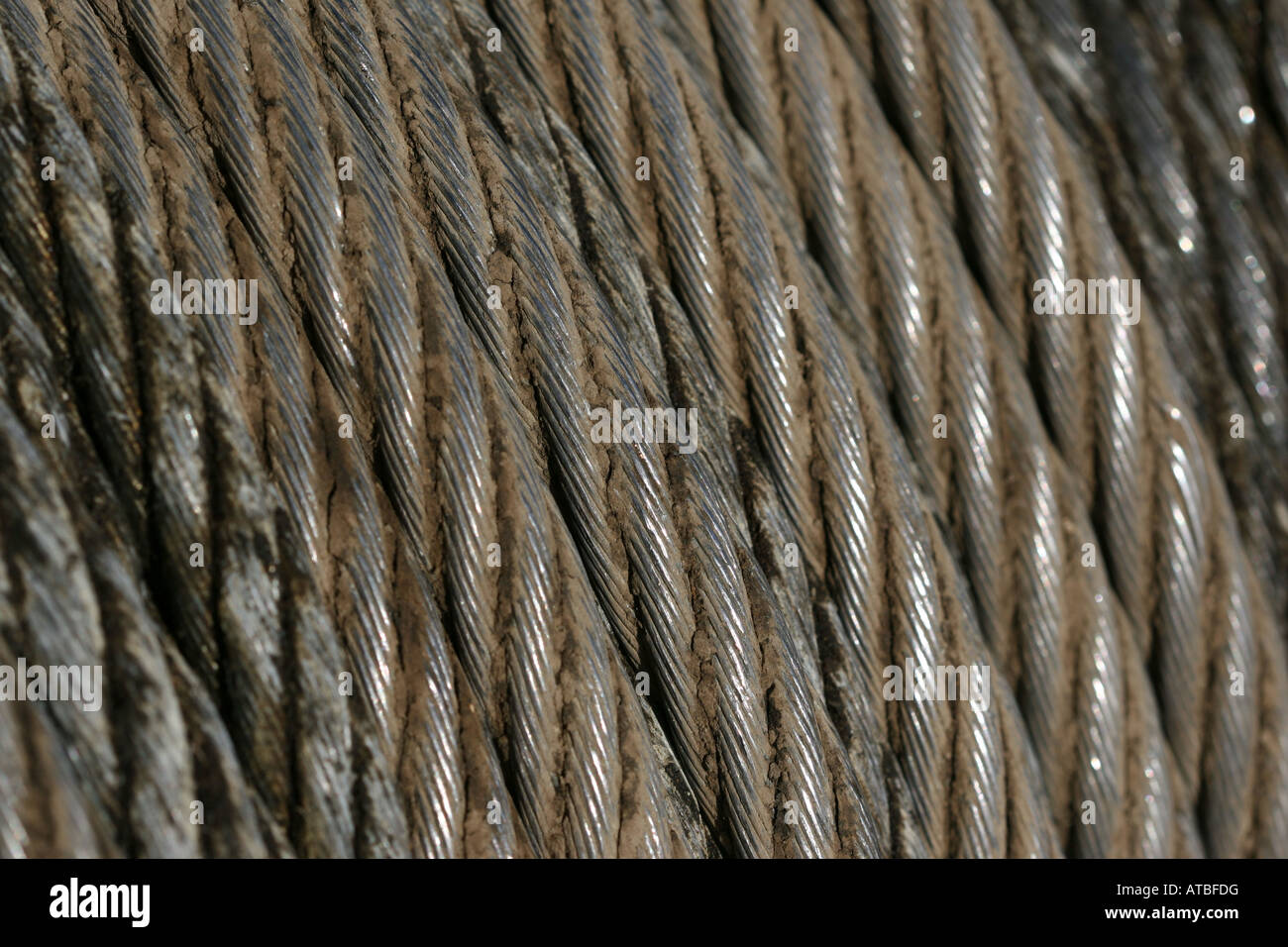 Steel rope on a reel close up Stock Photo - Alamy