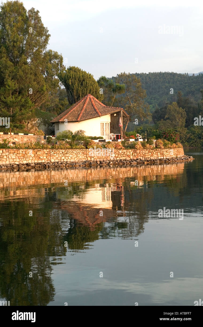 Kibuye guesthouse at Lake Kivu in Rwanda Central Africa Stock Photo