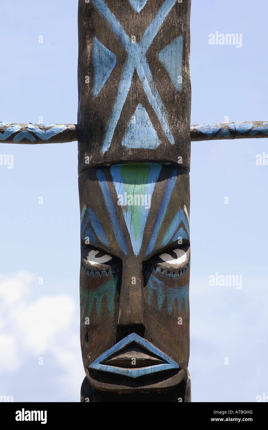 Traditional Tiki Statue on Bora Bora, French Polynesia, Bora Bora Stock Photo