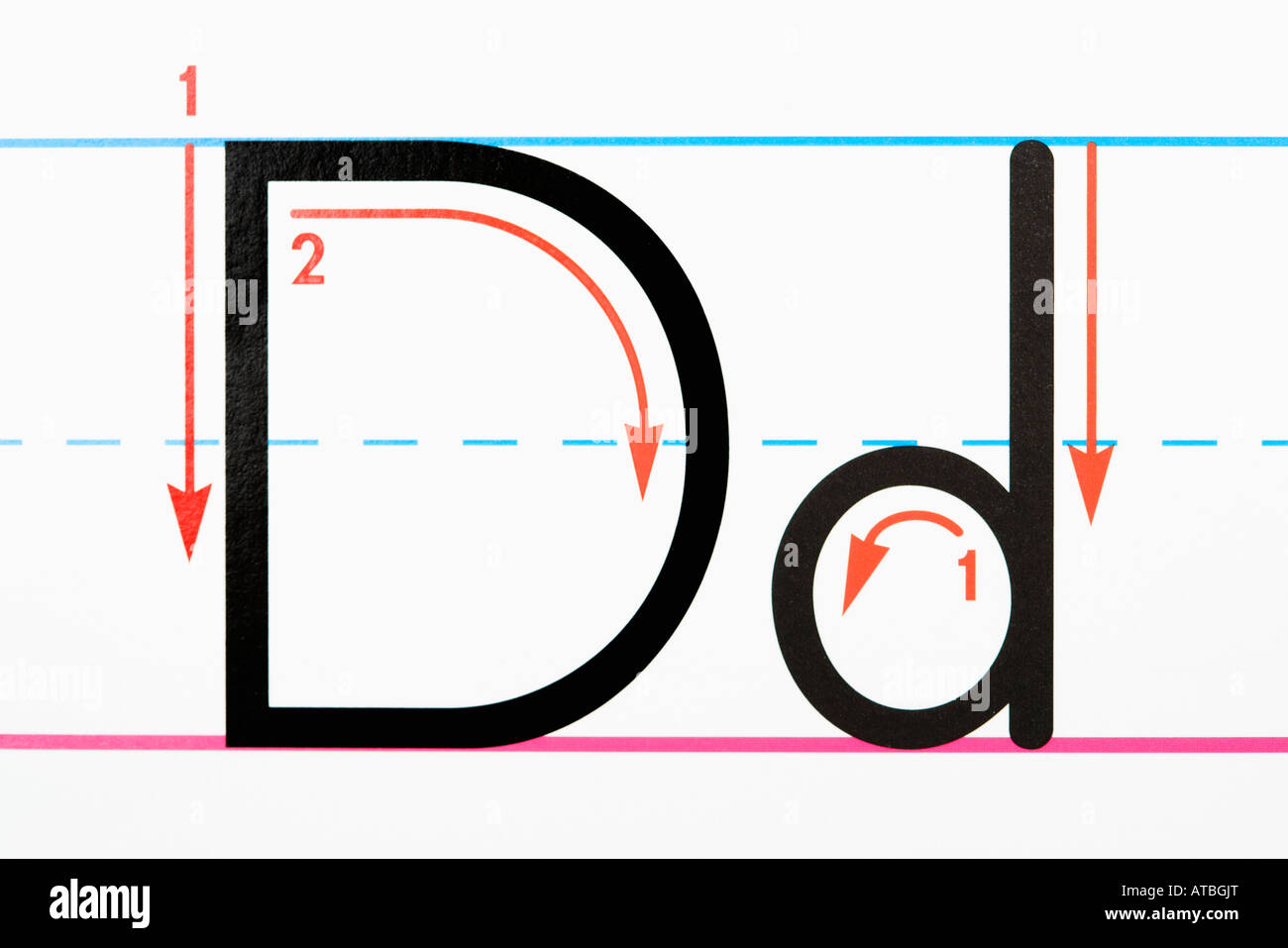 Close Up Of Letter D Handwriting Practice Page Stock Photo Alamy