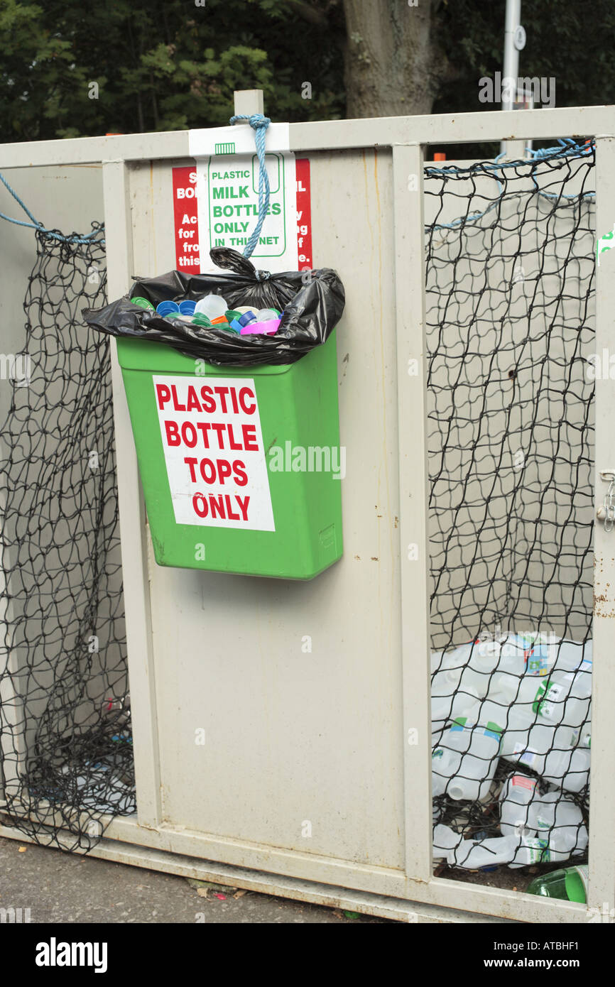 plastic tops & milk bottle recycling containers Stock Photo Alamy