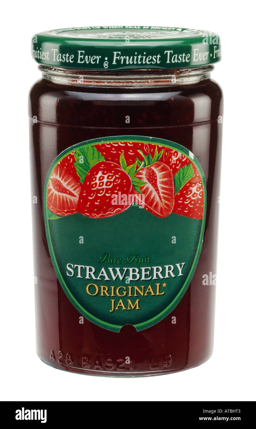 A jar of strawberry jam Stock Photo Alamy