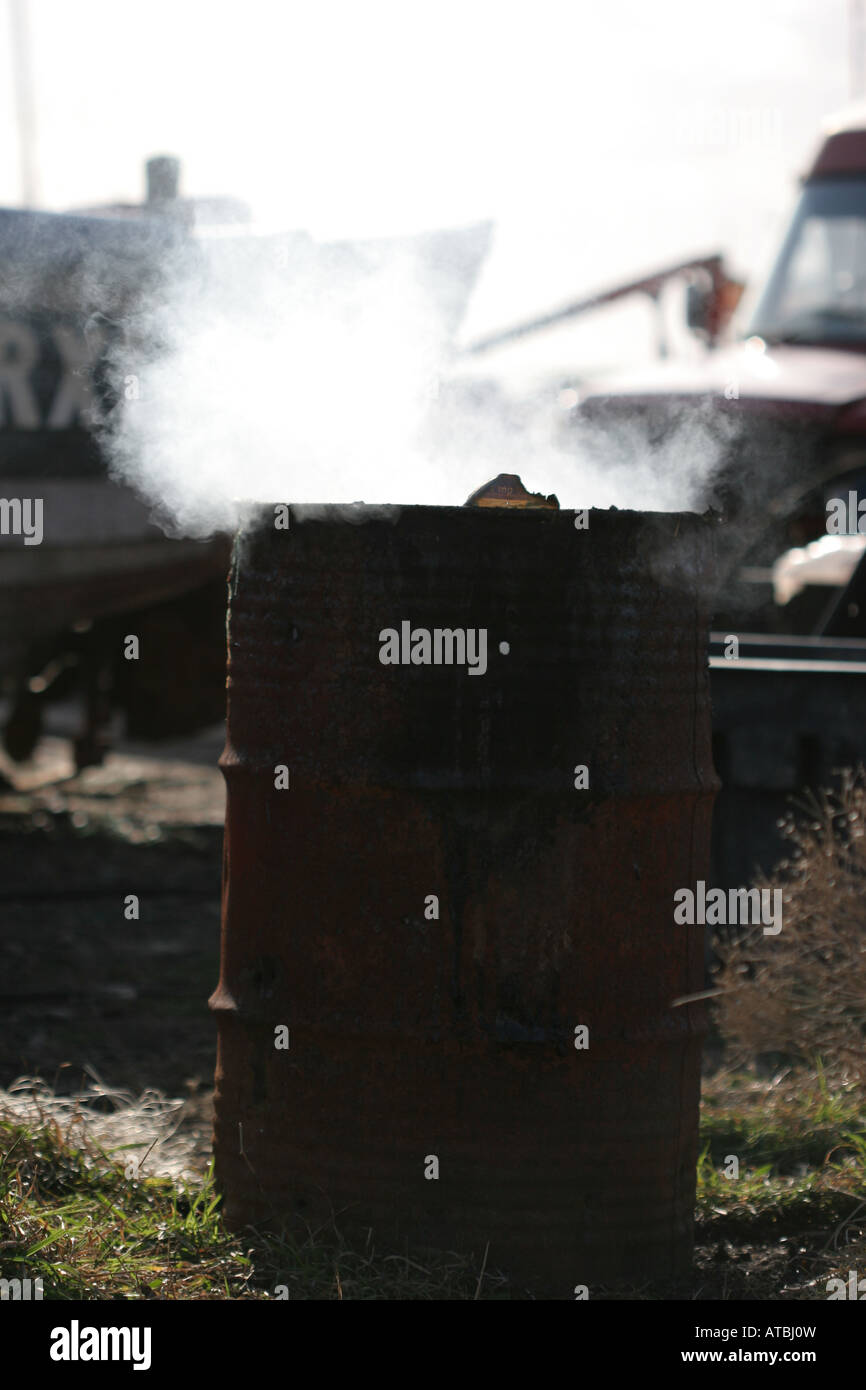 Incinerator with acrid smoke rising up Stock Photo - Alamy