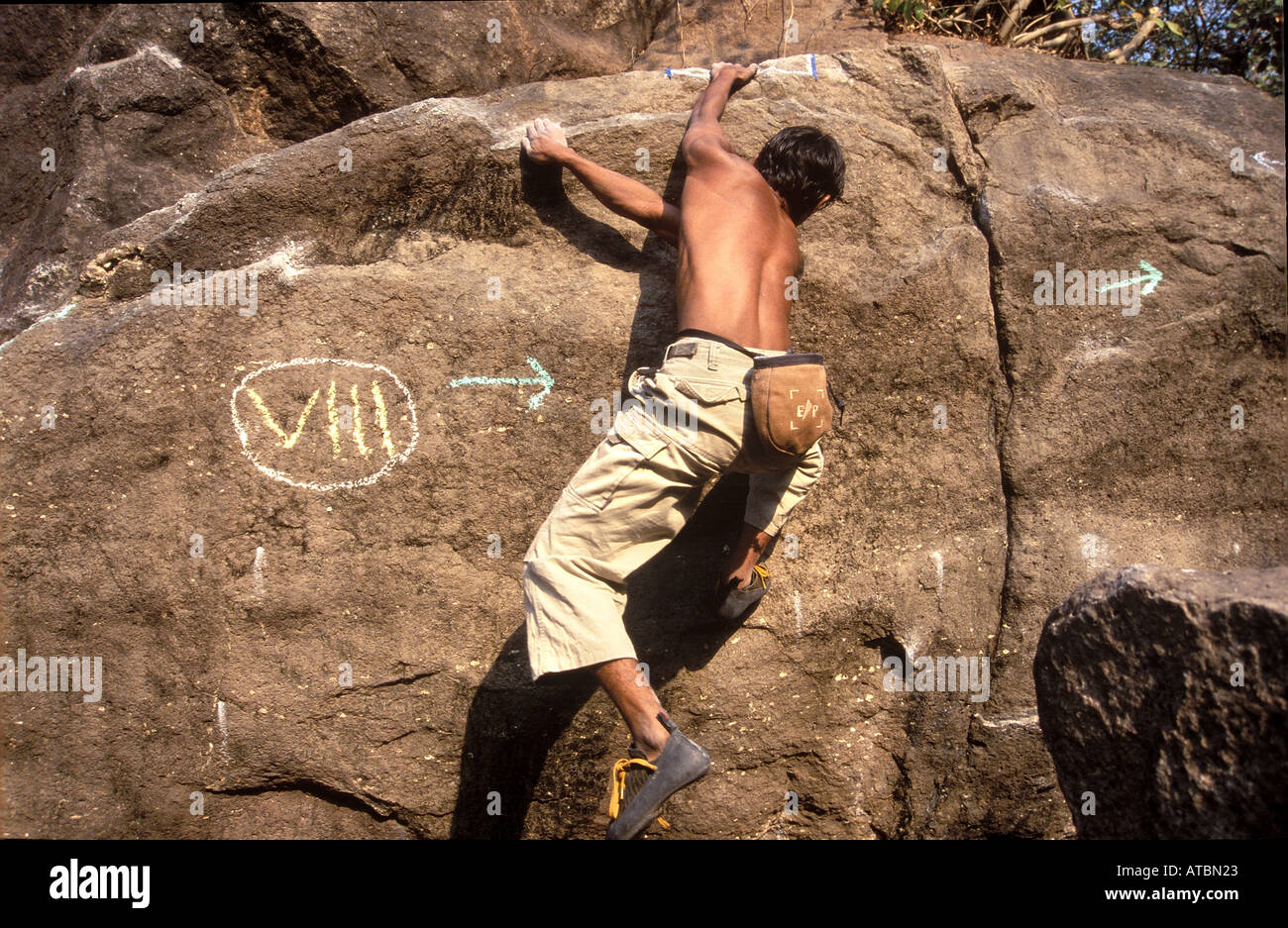 Rock climbers competing in first Indian Bouldering competition near