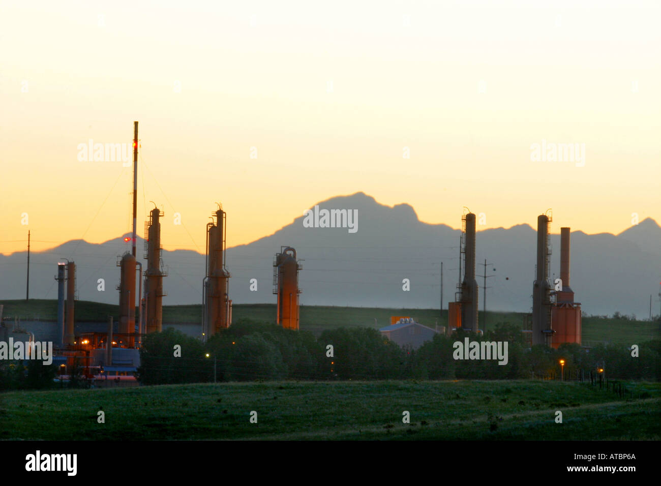 Oil and gas industry near the Canadian Rocky Mountains in Alberta ...