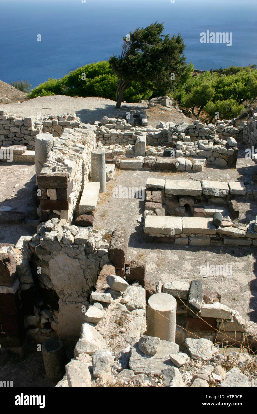 Ancient Thera ruins on Santorini Stock Photo